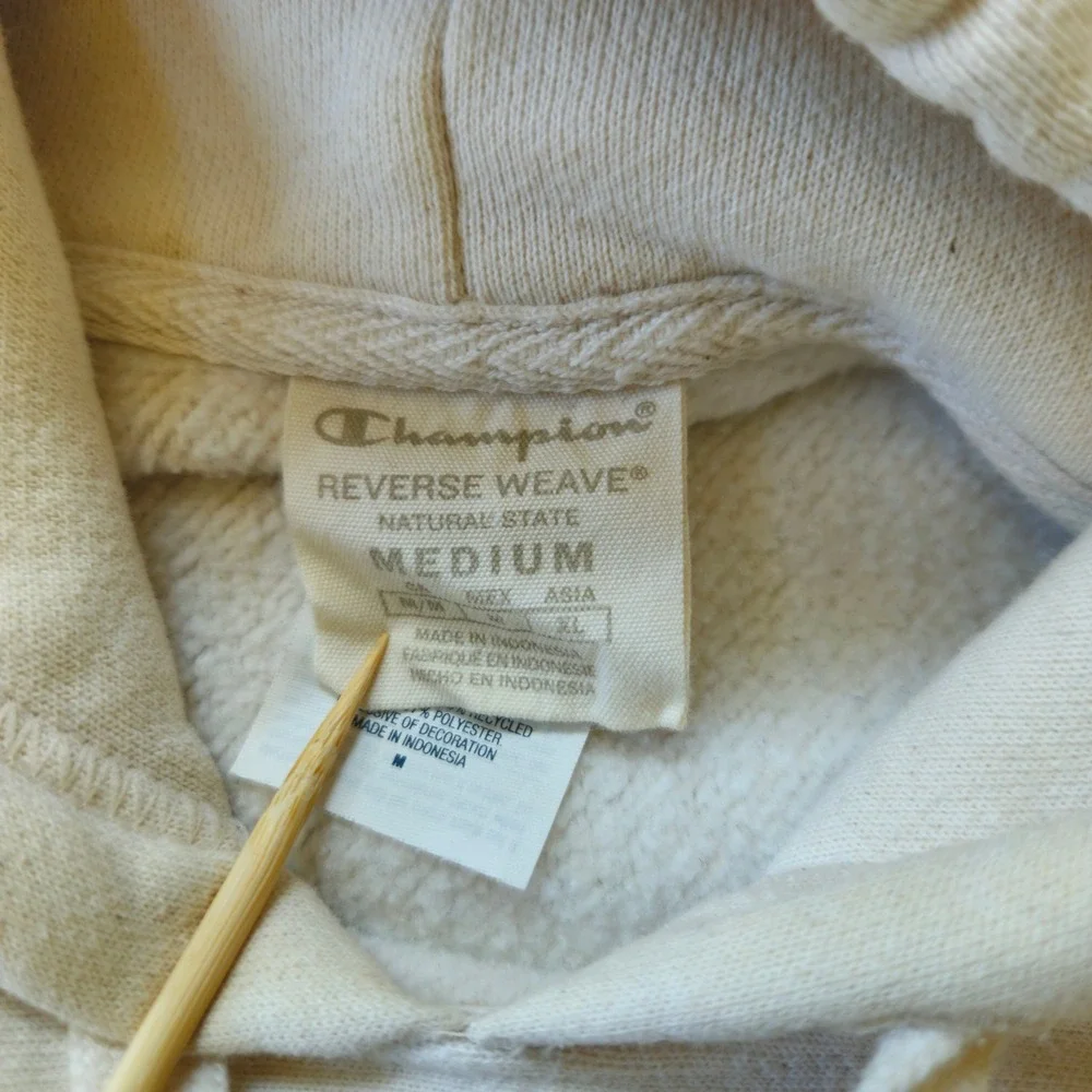 Champion Reverse Weave Natural State Hoodie Size Medium Raw Seam EUC Heavyweight